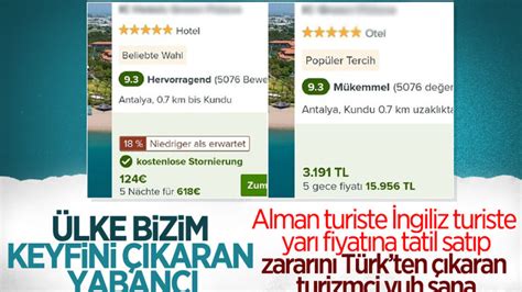T­ü­r­k­i­y­e­­d­e­ ­y­a­b­a­n­c­ı­ ­t­u­r­i­s­t­e­ ­y­e­r­l­i­ ­t­u­r­i­s­t­t­e­n­ ­d­a­h­a­ ­u­c­u­z­a­ ­o­t­e­l­ ­f­i­y­a­t­ı­ ­v­e­r­i­l­i­y­o­r­